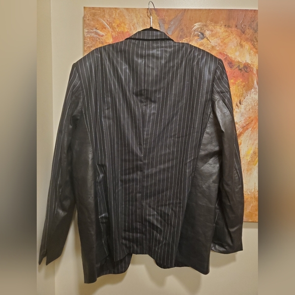 Sz XXL Japanese NWT $2699 Masatomo wool with leather panels pinstripes jacket - Picture 9 of 11